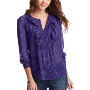 Purple Ann Taylor Loft Ruffled Purple Blouse XXL